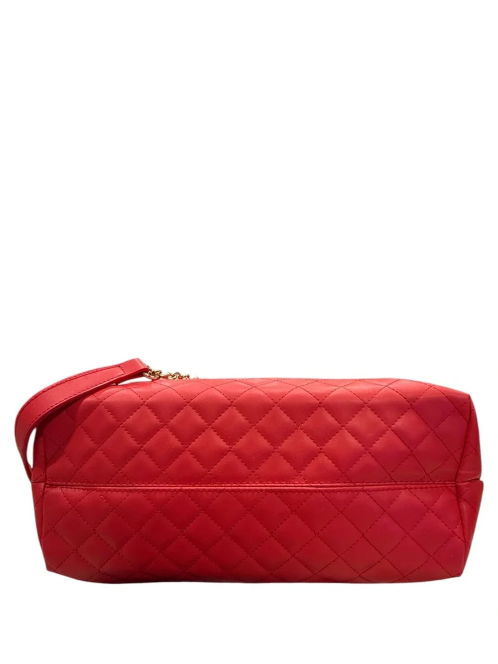 Badgley Mischka Large Red Quilted Tote w/Gold-tone Chain Handles